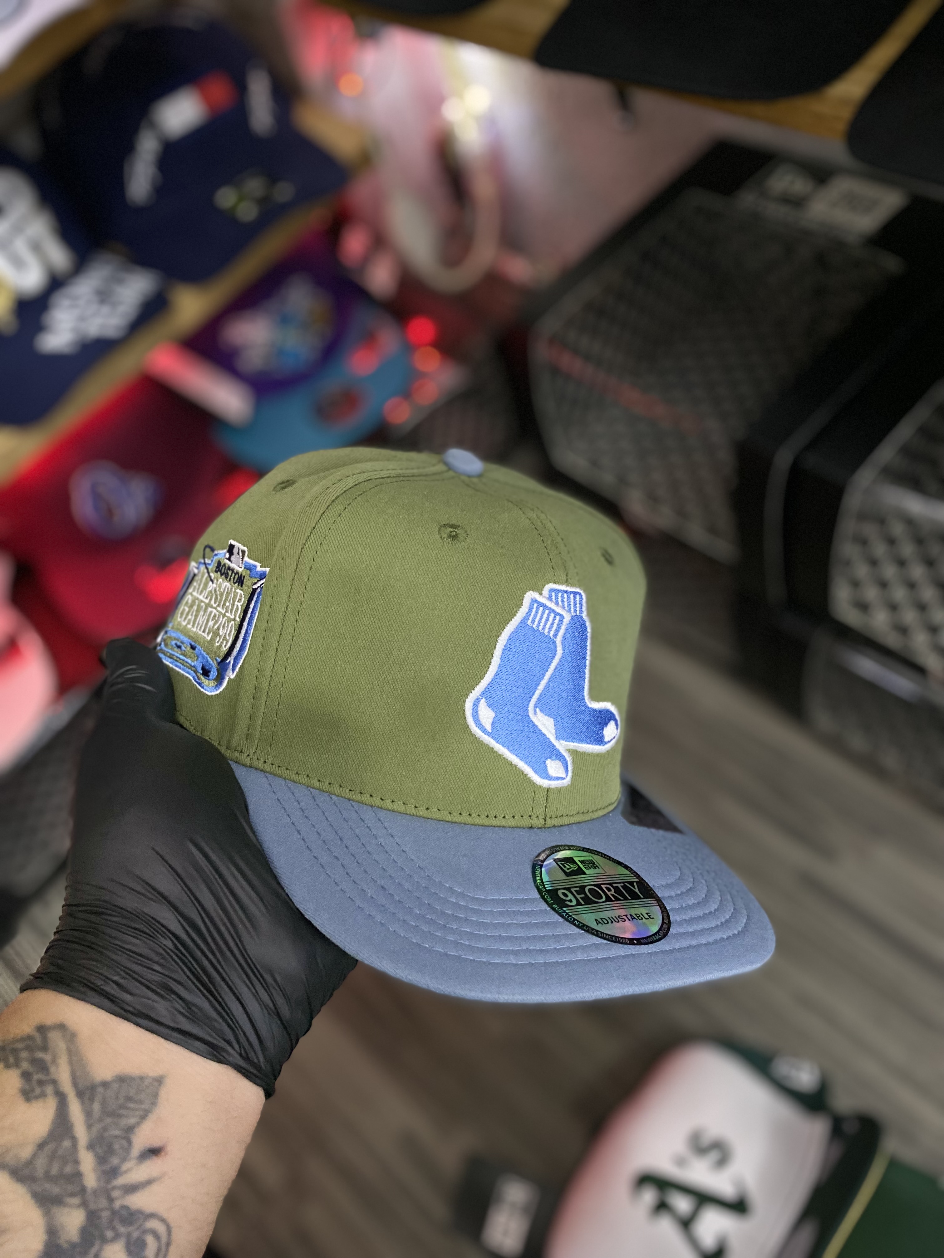 Gorra AAA Boston verde con azul ( plana ) 