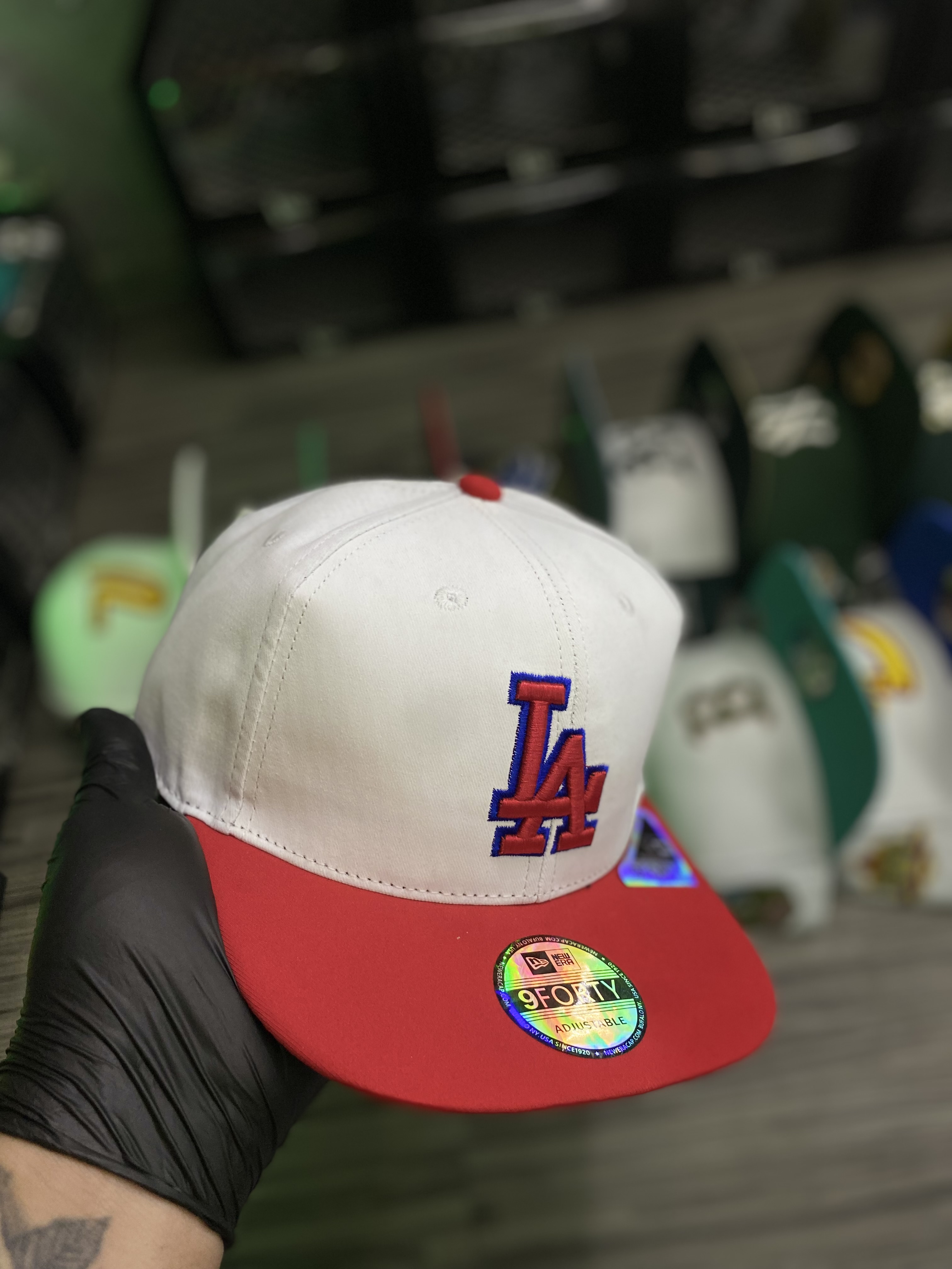 Gorra AAA Los Angeles Dodgers blanca con rojo ( plana ) 